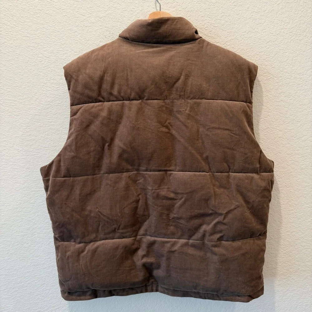 Mutual Weave Mens Brown Corduroy Puffer Vest Quilted Full Zip XXL